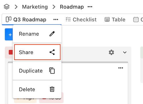 List view public share