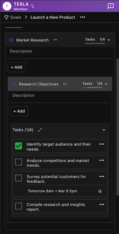 the app Nested Milestones