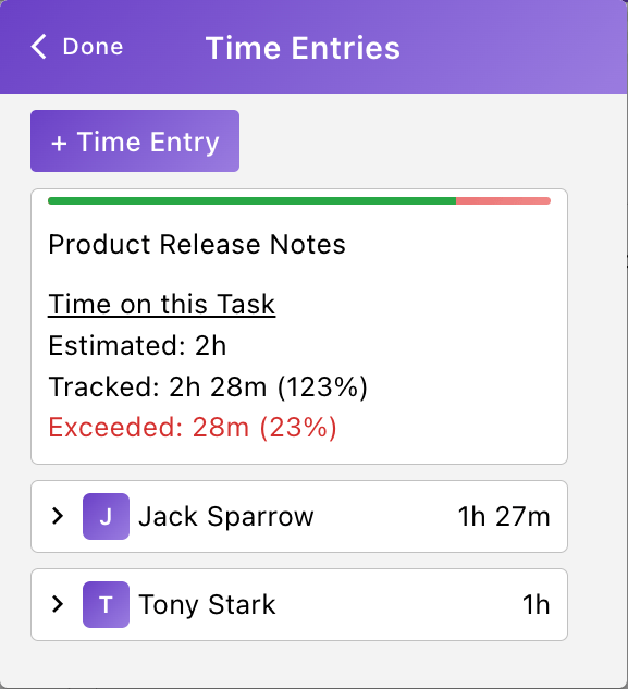 Task Time Entry