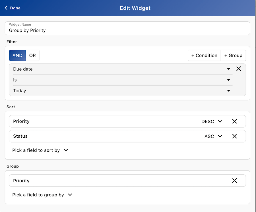 Widget Configuration
